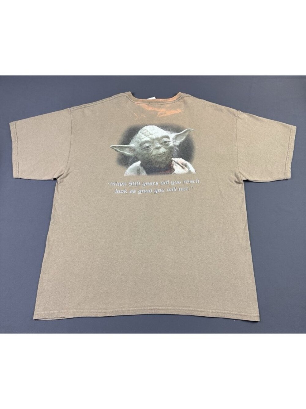 Rare Vintage 90s Star Wars Yoda Movie Series XL Shirt Art Funny Fade Brown Tee